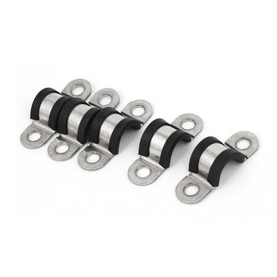 Harfington Uxcell 12mm 304 Stainless Steel Clips EPDM Rubber Lined Mounting Brackets Clamps 5 Pcs