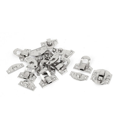 Harfington Uxcell Wood Box Chest Latch Hasp Lock Hook Hinge Silver Tone 10pcs