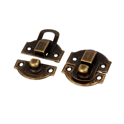 Harfington Uxcell Wood Box Chest Latch Hasp Lock Hook Hinge Bronze Tone 29x27x6mm 10pcs