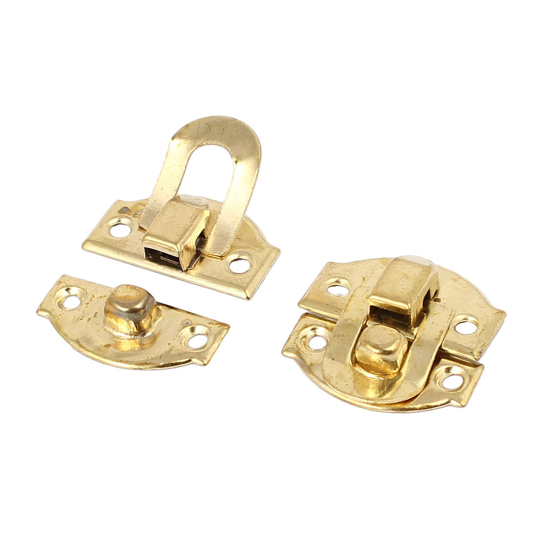 uxcell Uxcell Handbag Wooden Case Iron Box Toggle Latch Hasp Gold Tone 22mm x 20mm x 4mm 30pcs