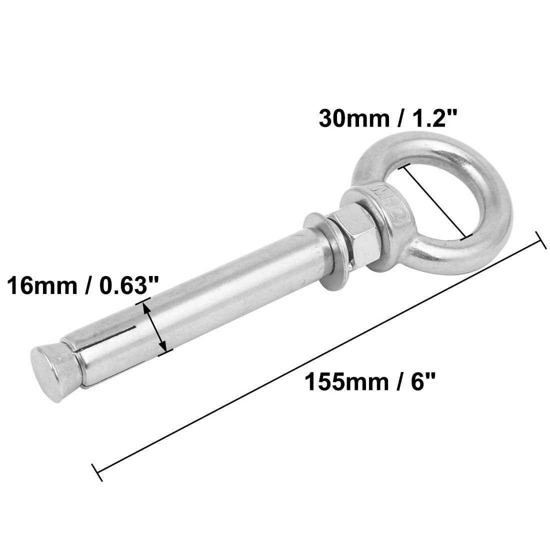 uxcell Uxcell M12 x 120mm 304 Edelstahl Hülse Dübel Konkret Erweiterung Augenschraube DE de