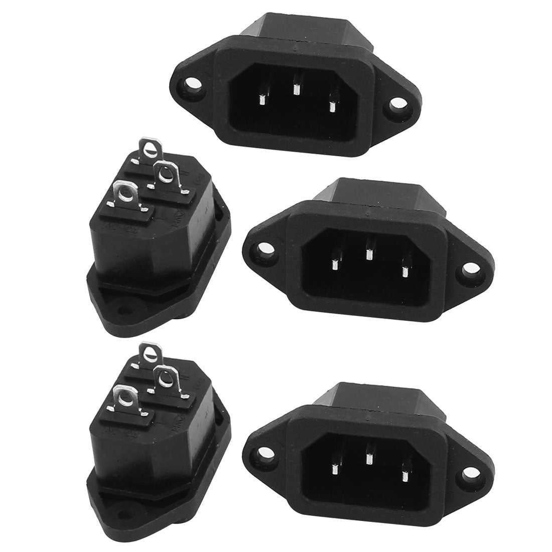 uxcell Uxcell 5Pcs AC 250V 10A Male 3 Terminals Panel Mount C14 Power Plug Adapter Connector