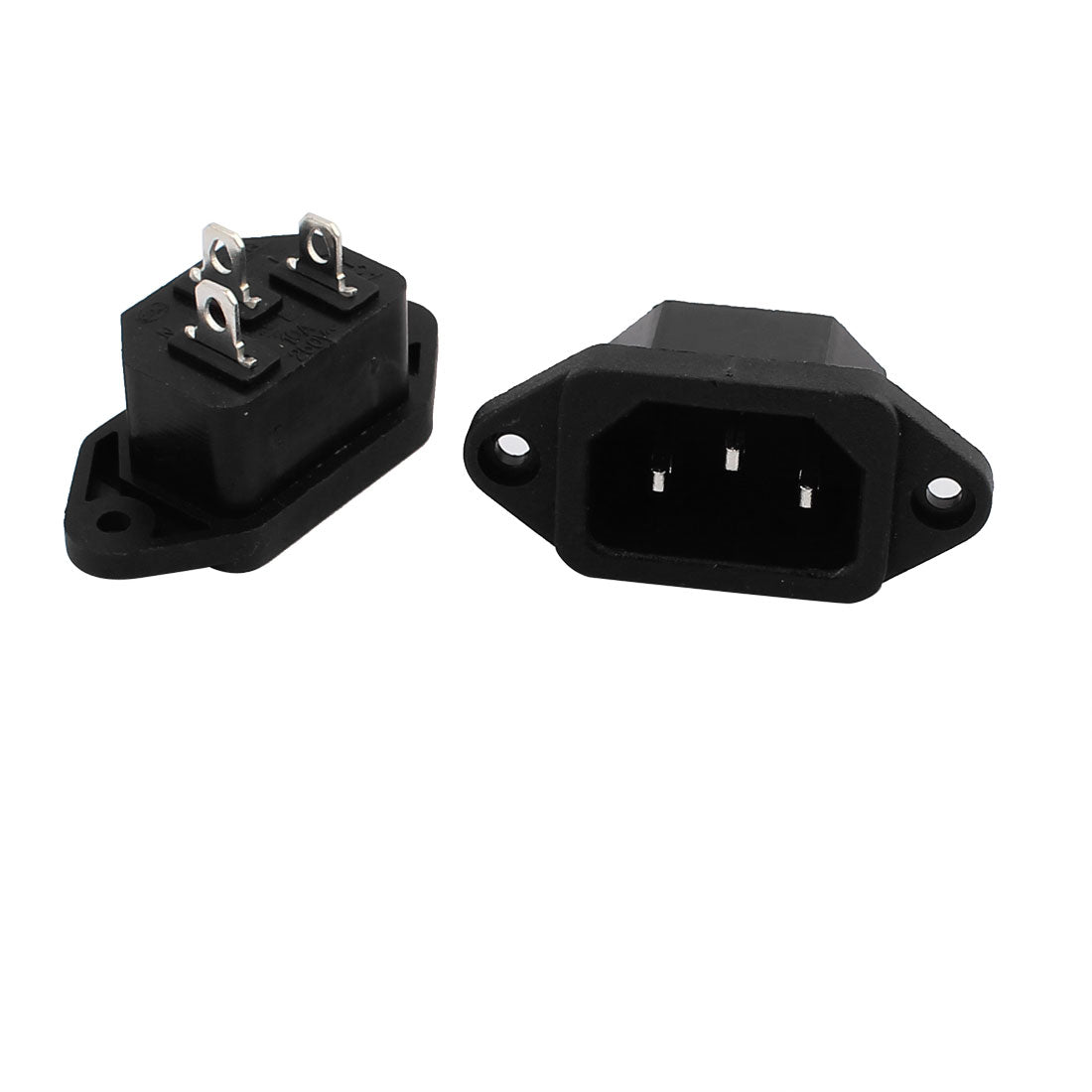 uxcell Uxcell 2Pcs AC250V 10A Male 3 Terminals Panel Mount C14 Power Plug Adapter Connector