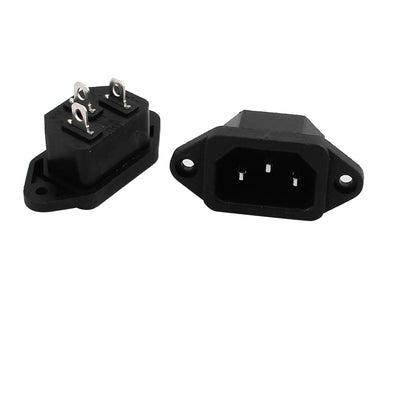 Harfington Uxcell 2Pcs AC250V 10A Male 3 Terminals Panel Mount C14 Power Plug Adapter Connector