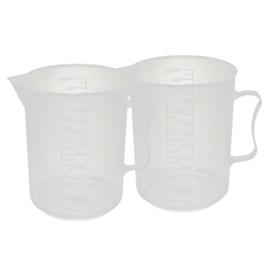 Harfington Uxcell Kitchen Lab 1000mL Plastic Anti-acid Measuring Cup Jug Pour Spout Container 2pcs