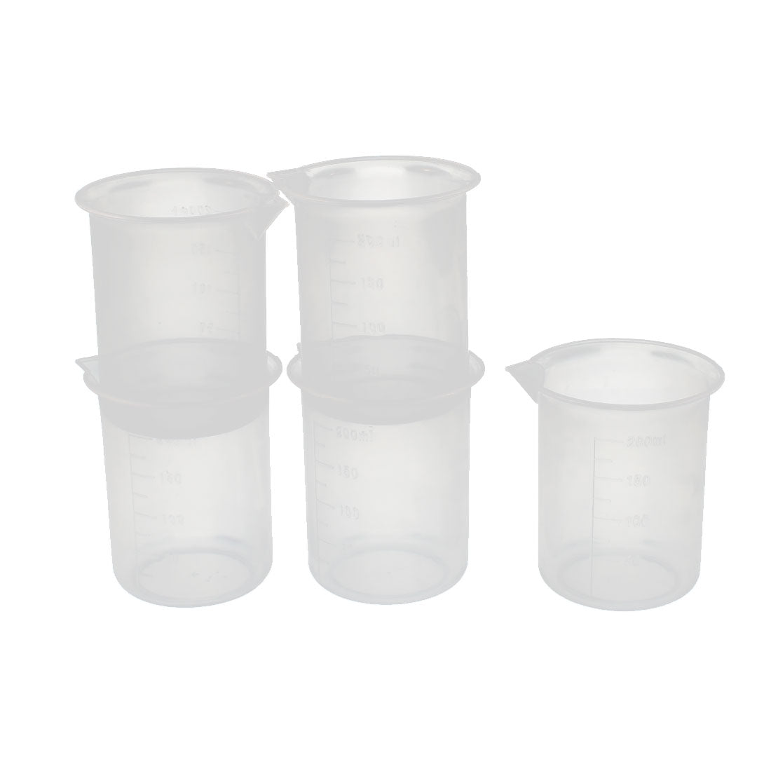 uxcell Uxcell 5 pcsKitchen Lab 200mL Plastic Measuring Cup Jug Pour Spout Container