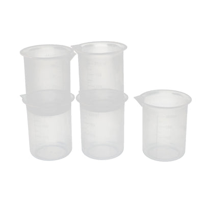 Harfington Uxcell 5 pcsKitchen Lab 200mL Plastic Measuring Cup Jug Pour Spout Container