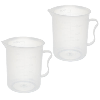 Harfington Uxcell 2 Pcs Kitchen Lab 300mL Plastic Measuring Cup Jug Pour Spout Container