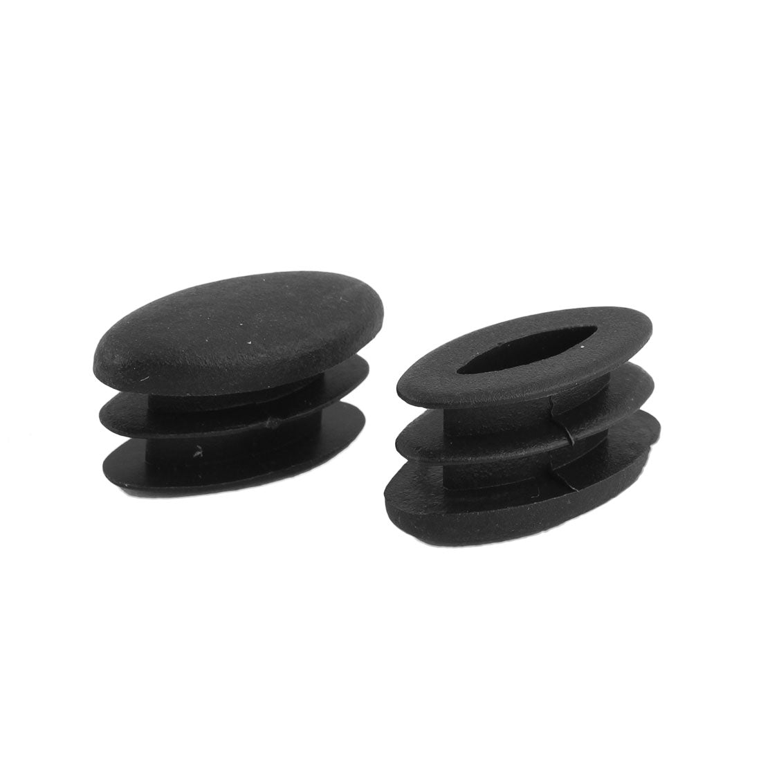 uxcell Uxcell Furniture Table Chair Plastic Oval Design Tube Insert Cap Black 15 x 30mm 30 PCS