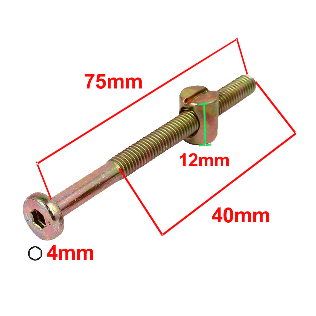 uxcell Uxcell M6x75mm Innensechskant Schlüssel Möbel Bolzen mit Mutter M6x12mm Nieten 10 Set