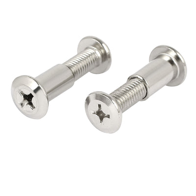 Harfington Uxcell M8x30mm Metal Phillips Countersunk Head Screw Bolts Dowel Barrel Nuts 10 Pcs