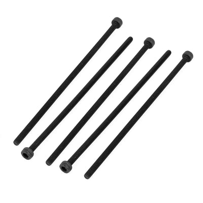 Harfington Uxcell M3x90mm Fully Thread Hex Socket Head Knurled Cap Screw Bolt Black 5pcs