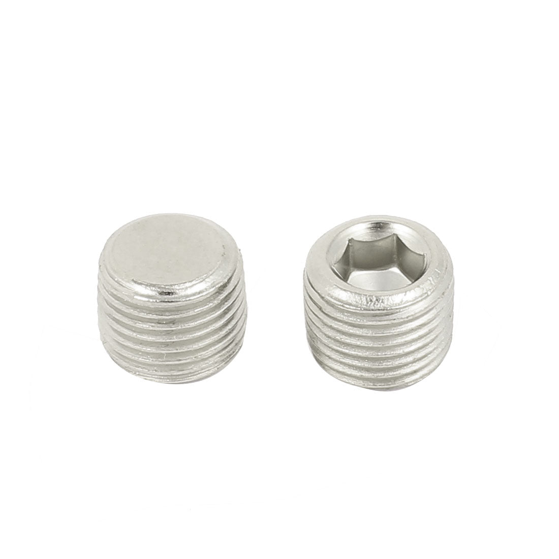 uxcell Uxcell 1/8BSP Male Thread Hex Socket Head Pipe Connector Fitting Silver Tone 10pcs