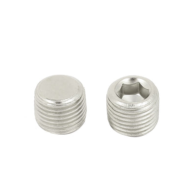 Harfington Uxcell 1/8BSP Male Thread Hex Socket Head Pipe Connector Fitting Silver Tone 10pcs