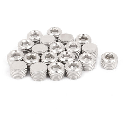 Harfington Uxcell 1/4 BSP Male Thread 9mm Height Hex Socket Head Pipe Connector Fitting 20pcs