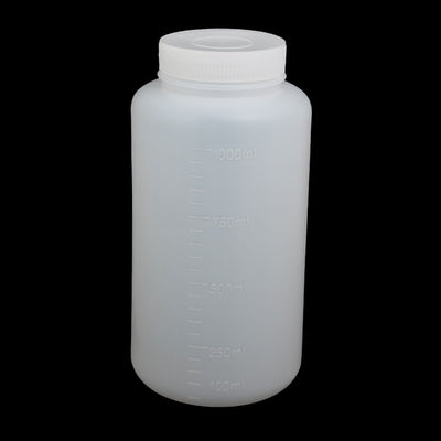 Harfington Uxcell 5pcs 1000ml PE Plastic Wide Mouth Sealed Liquid Storage Bottle Container White