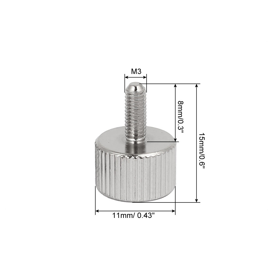 uxcell Uxcell M3x8mm Nickel Plated Flat Head Knurled Thumb Screw 10pcs for Computer PC Case