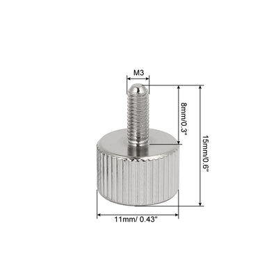 Harfington Uxcell M3x8mm Nickel Plated Flat Head Knurled Thumb Screw 10pcs for Computer PC Case