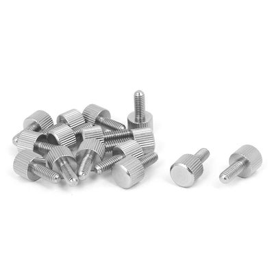 Harfington Uxcell Computer PC Case Stainless Steel Flat Head Knurled Thumb Screw M4 x 10mm 15pcs