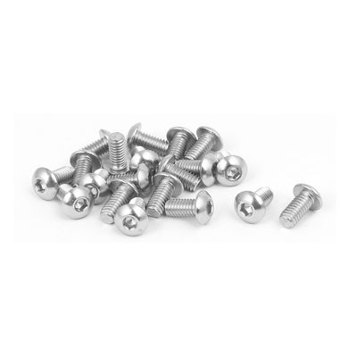 Harfington Uxcell M4x8mm 316 Stainless Steel Round Button Head Hex Socket Cap Screw Bolt 20pcs