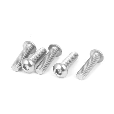 Harfington Uxcell M8x30mm 316 Stainless Steel Fully Thread Button Head Hex Socket Cap Screw 5pcs