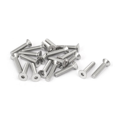 Harfington Uxcell M4x20mm 316 Stainless Steel Flat Head Hex Socket Cap Screw Bolt Fastener 20pcs