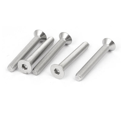 Harfington Uxcell M6x45mm 316 Stainless Steel Countersunk Flat Head Hex Socket Cap Screw Bolt 5pcs