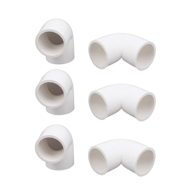 Harfington Uxcell 6 Pcs 25mm Dia 90 Degree Elbow Type PVC-U Pipe Connector Adapter Fitting White