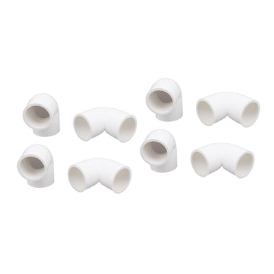 Harfington Uxcell 8 Pcs 25mm Dia 90 Degree Elbow Type PVC-U Pipe Connector Adapter Fitting White