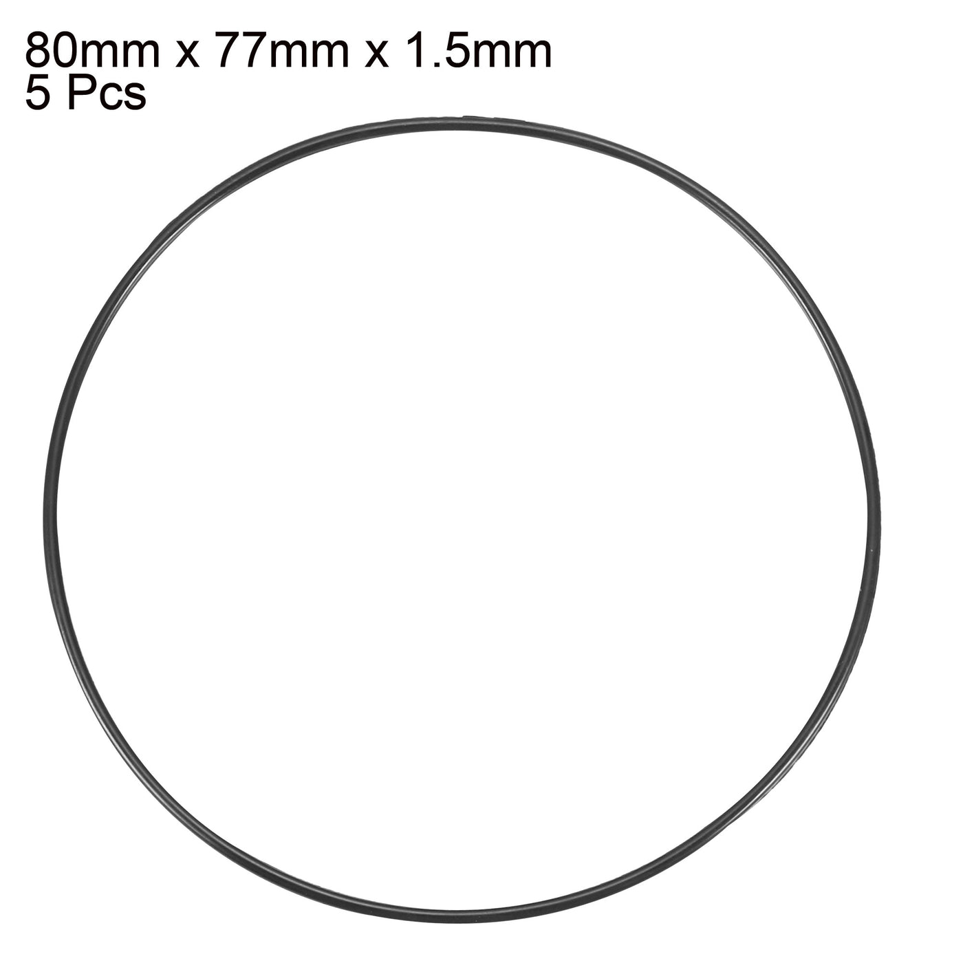 uxcell Uxcell 5 Pcs Black 80mm x 1.5mm Nitrile Rubber O Ring NBR Oil Sealing Grommets