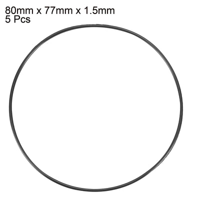 Harfington Uxcell 5 Pcs Black 80mm x 1.5mm Nitrile Rubber O Ring NBR Oil Sealing Grommets