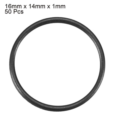 Harfington Uxcell 50Pcs Black 16mm x 1mm Nitrile Rubber O Ring NBR Oil Sealing Grommets