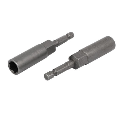 Harfington Uxcell 81mm Length 1/4" Hex Shank 10mm Hexagonal Deep Socket Nut Driver Bit Gray 5pcs