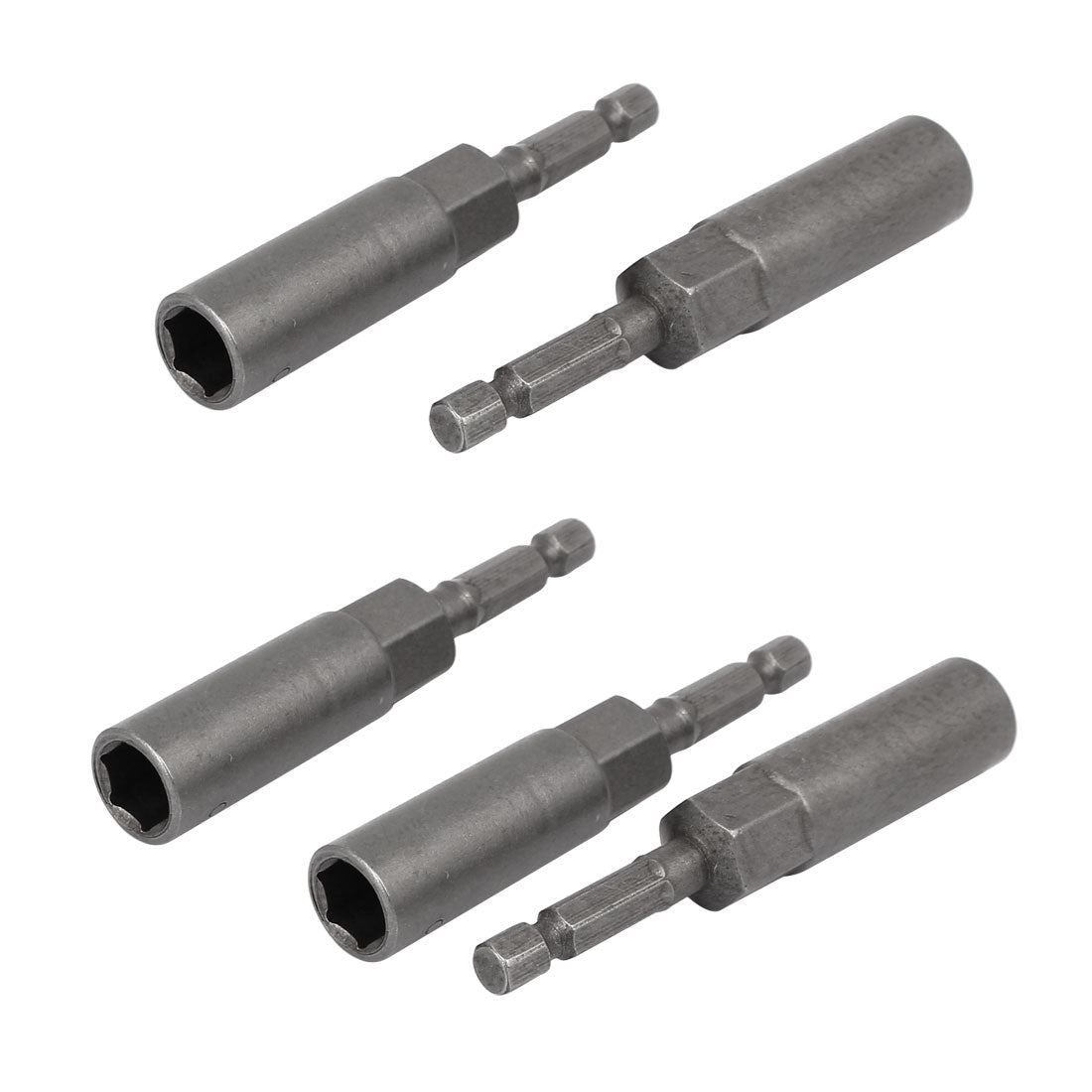 uxcell Uxcell 81mm Length 1/4" Hex Shank 10mm Hexagonal Deep Socket Nut Driver Bit Gray 5pcs