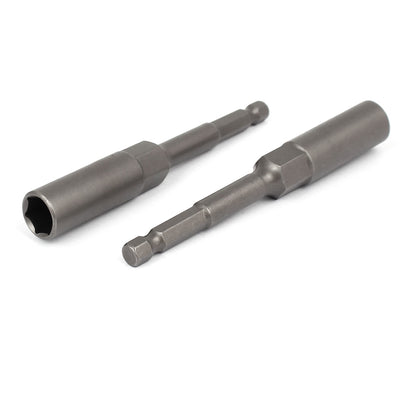 Harfington Uxcell 102mm Length 7mm Hex Shank 10mm Hexagonal Deep Socket Nut Driver Bit Gray 5pcs