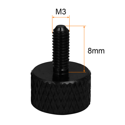 Harfington Uxcell Computer PC Graphics Card Fully Threaded Knurled Thumb Screws Black M3x8mm 10pcs