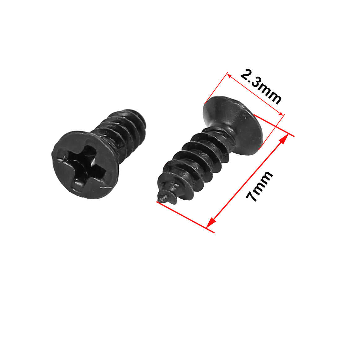 uxcell Uxcell M2.5 x 8mm Flat Head Phillips Self Tapping Screws Fasteners Black 100pcs