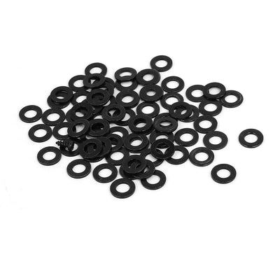 Harfington Uxcell M4 x 8mm x 0.8mm Black Zinc Plated Flat Washers Spacers Fastener 100PCS