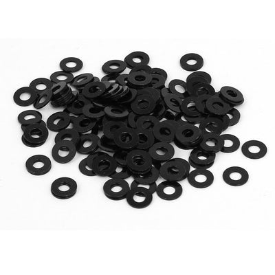 Harfington Uxcell M3 x 7mm x 0.5mm Black Zinc Plated Flat Washers Spacers Fastener 200PCS