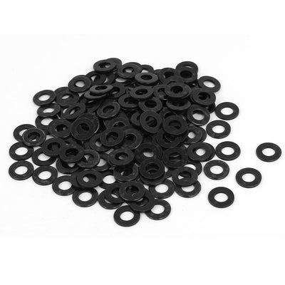 Harfington Uxcell M5 x 10mm x 1mm Black Zinc Plated Flat Washers Spacers Fastener 200PCS