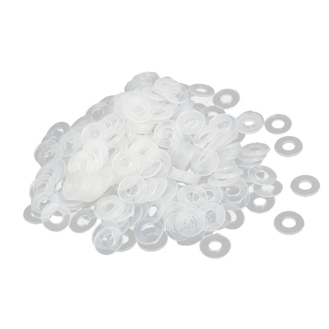 uxcell Uxcell M5 PE Plastic Flat Insulating Washers Spacers Fastener Clear 300PCS