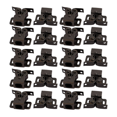 Harfington Uxcell Cupboard Cabinet Door Double Ball Roller Catch Latch 35x28x12mm Bronze 20pcs