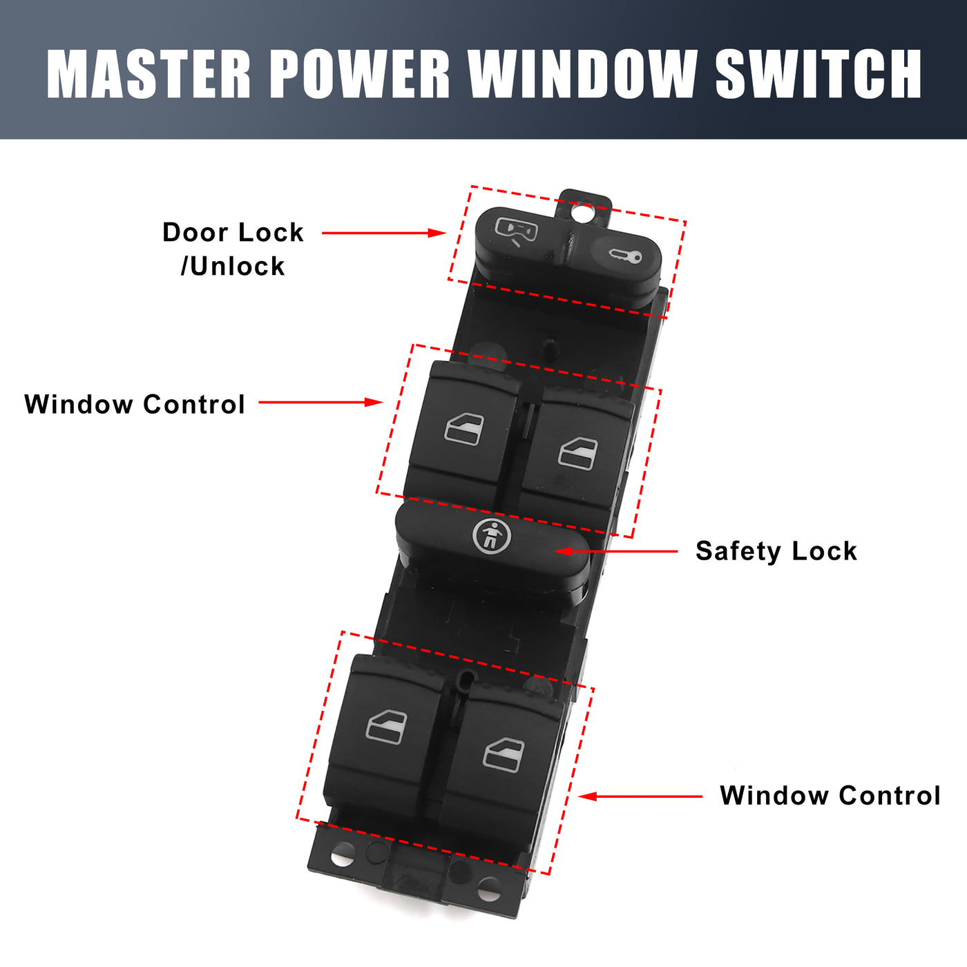 uxcell Uxcell Master Driver Side Power Window Switch 1J4 959 857 B Replacement for VW Golf Jetta Passat B5 1998-2005