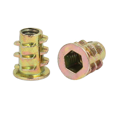 Harfington Uxcell M4x10mm Interface Hex Socket Threaded Insert Nuts 30pcs for Wood Furniture