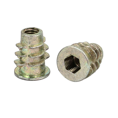 Harfington Uxcell M5x14mm Interface Hex Socket Threaded Insert Nuts 20pcs for Wood Furniture