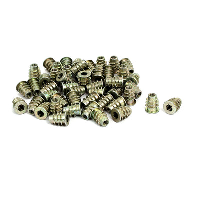 Harfington Uxcell M5x14mm Interface Hex Socket Threaded Insert Nuts 50pcs for Wood Furniture