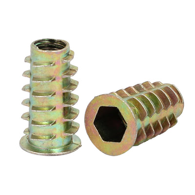 Harfington Uxcell M8x25mm Interface Hex Socket Threaded Insert Nuts 10pcs for Wood Furniture