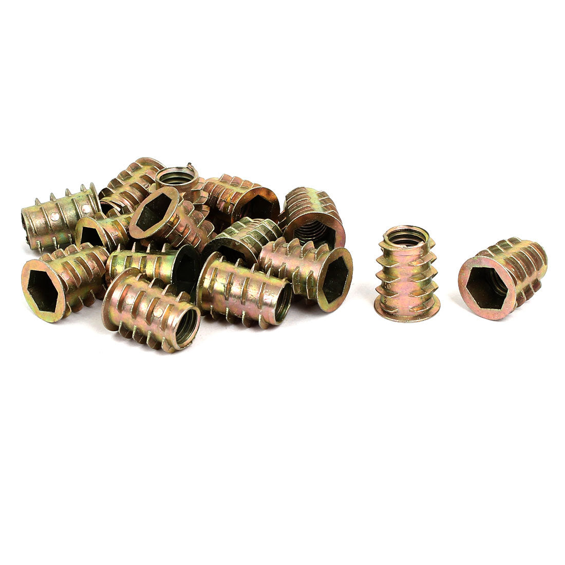 uxcell Uxcell M10x20mm Interface Hex Socket Threaded Insert Nuts 15pcs for Wood Furniture