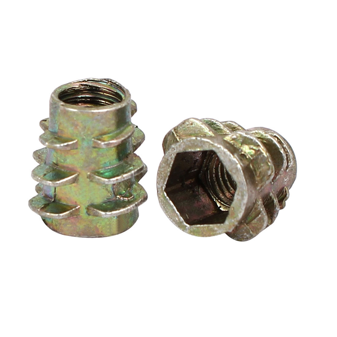 uxcell Uxcell M5x10mm Hex Socket Threaded Insert Nuts Bronze Tone 60pcs for Wood Furniture