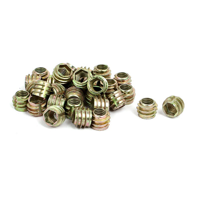 Harfington Uxcell 30pcs M8x10mm Innensechskant Gewindeeinsatz Muttern Bronze für Holzmöbel de